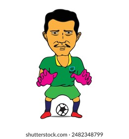 football player vector.caricature goalkeeper.cartoon character