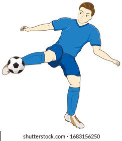 Football player volley the ball