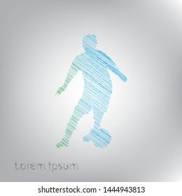  Football player which consists of dynamic lines. Graphic concept soccer. Vector template brochures, flyers, presentations, logo, print