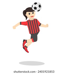 football player woman jumping And heading ball