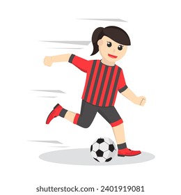 Football Player woman kick the Ball