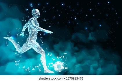 Football player.Abstract Technology.the future of Artificial intelligence.Sport Futuristic concept.design.Vector illustration.