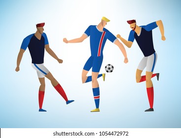 Football players in action. soccer vector illustration.