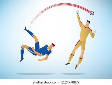Football players in action. soccer vector illustration.
