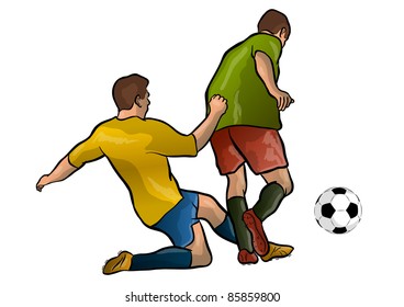 football players with the ball