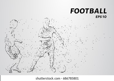 Football players consists of points and circles. A soccer player dribbles of the opponent. Vector illustration