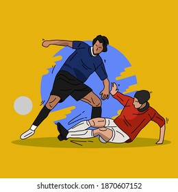 football players are fighting. vector with yellow background. amazing. vector illustration. gooding for posters etc. eps file