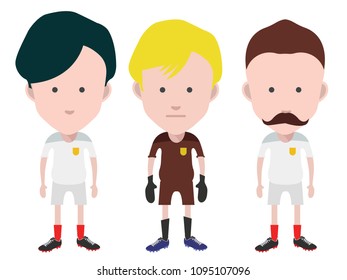 Football players, and goalkeeper. 