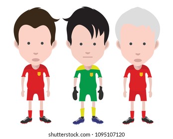 Football players, and goalkeeper. 