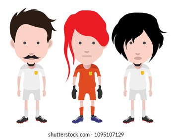 Football players, and goalkeeper. 