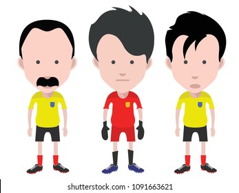 Football players, and goalkeeper. 3