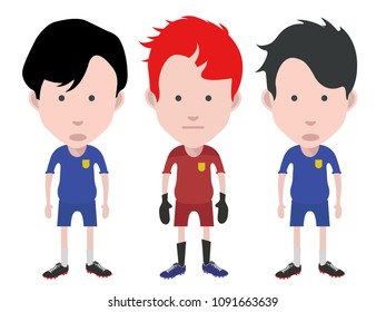Football players, and goalkeeper. 9