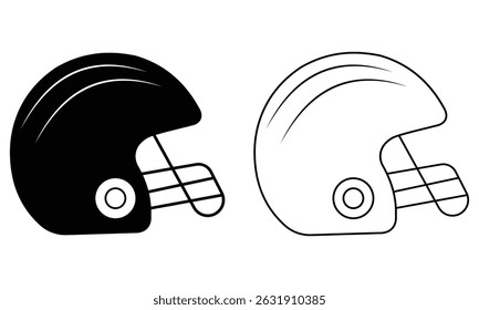 Football player's helmet icon vector. Silhouette of cricket,  American football player helmet icon. Outline of helmet vector illustration.