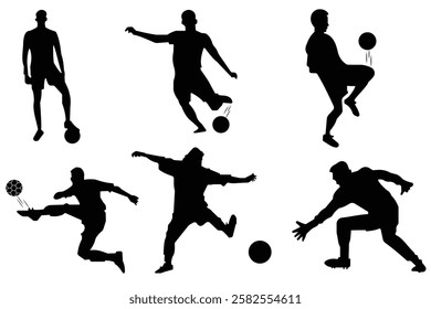 Football players icon, vector, silhouettes. Silhouettes of soccer players, football player, athlete, character vector illustration.