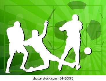 Football players on the green background