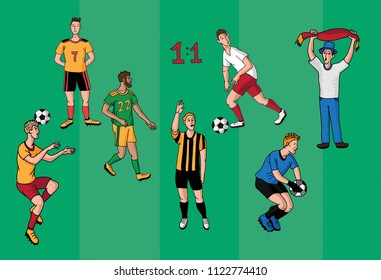 football players playing. Vector illustration