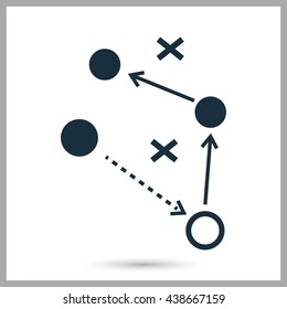 Football players scheme icon on the background