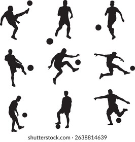 football players silhouettes, Set of Soccer Players Silhouettes