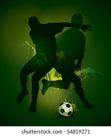 Football players with a soccer ball. Vector illustration.