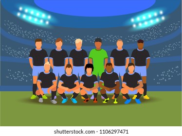 Football players team before football match.Vector