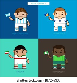 Football players vector cute illustration / Tournament group