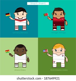 Football players vector cute illustration / Tournament group G