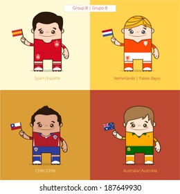 Football players vector cute illustration / Tournament group B