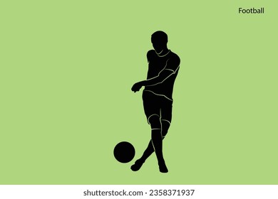 Football players vector silhouette illustration isolated on color background. 