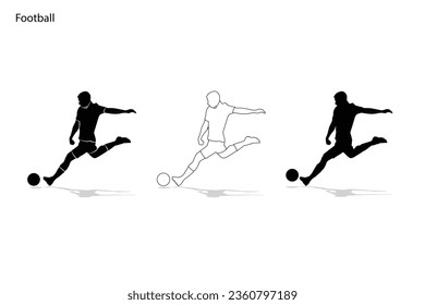 Football players vector silhouette illustration isolated on white background. Football player battle for the ball and position. Attractive sport game.