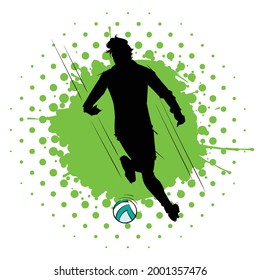 football playing silhouette color vector illustration