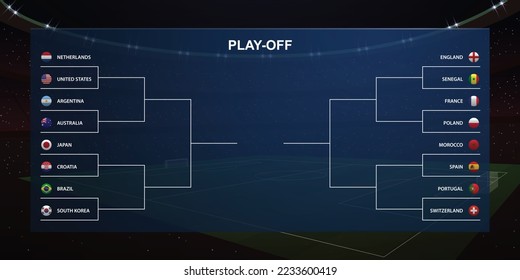 Football playoff tournament bracket, broadcast graphic soccer template