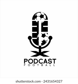Football podcast logo design. Illustration of a mic with a ball.