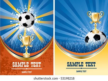 Football poster with champion cup and  place for your text