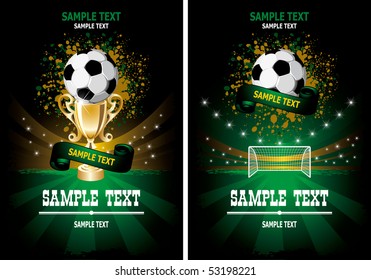 Football poster with champion cup and  place for your text