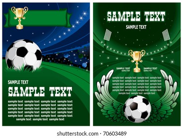 Football poster with champion cup and  place for your text