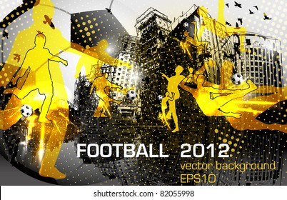 football poster design with player in city