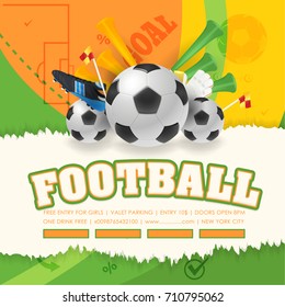 Football Poster Event Postcard Design and Soccer Ad Web Banner, Card Template