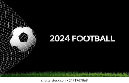 Football poster isolated on dark background. Summer Games 2024. Vector illustration.