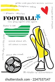  Football poster in kids style art. Lets play again and again.