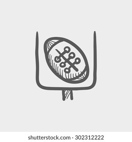 Football poster sketch icon for web and mobile. Hand drawn vector dark grey icon on light grey background.