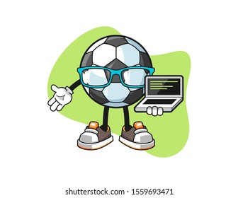 Football programmer cartoon. Mascot Character vector.