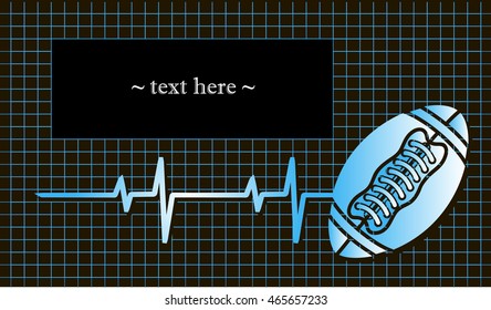 Football with the pulse and field for the text. Vector illustration 