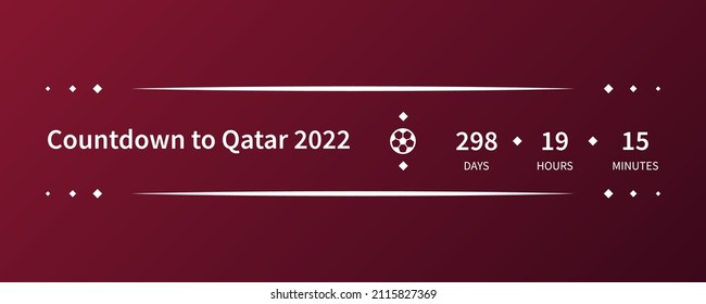 Football qatar 2022 tournament background. Countdown to Qatar 2022. Vector illustration Football Pattern for banner, card, website. burgundy color national flag qatar world cup 2022.