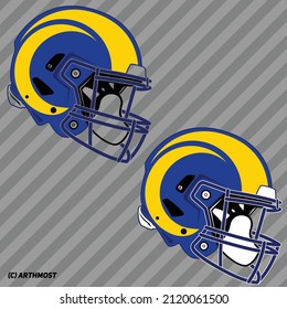 Football Rams Helmet Vector Clipart 2 In 1 - Transparent And With White Parts (solid Background)