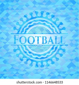 Football realistic light blue mosaic emblem