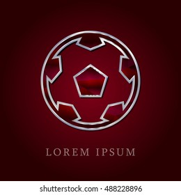 Football Red Crystal Ruby with Silver Precious Jewel Icon / Logo Design