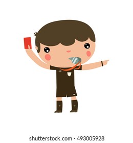 football referee cute cartoon character. soccer kid