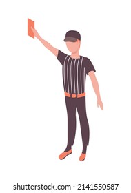 Football referee with red card isometric icon 3d vector illustration