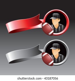football referee red and gray ribbons