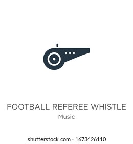 Football referee whistle icon vector. Trendy flat football referee whistle icon from music collection isolated on white background. Vector illustration can be used for web and mobile graphic design, 